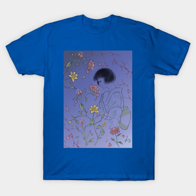 Kimono & Flowers T-Shirt by AudreyWagnerArt